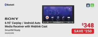 Visions Electronics Sony 6.95 Carplay / Android Auto Media Receiver with Weblink Cast offer