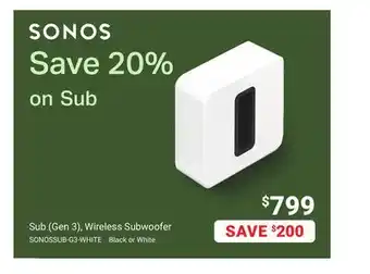 Visions Electronics Sonos Wireless Subwoofer offer