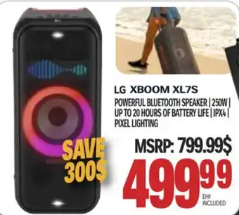 Centre Hi-Fi LG XBOOM XL7S POWERFUL BLUETOOTH SPEAKER | 250W | UP TO 20 HOURS OF BATTERY LIFE | IPX4 | PIXEL LIGHTING offer