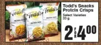 AG Foods Todd's Snacks Protein Crisps offer