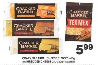 Bidgood's CRACKER BARREL CHEESE BLOCKS 400g or SHREDDED CHEESE 250-320g Assorted offer