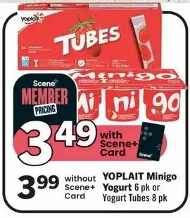 IGA YOPLAIT Minigo Yogurt 6 pk or Yogurt Tubes 8 pk offer