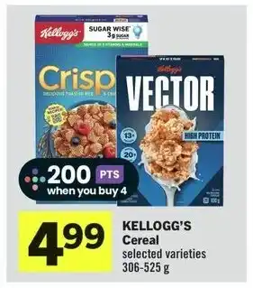 IGA KELLOGG'S Cereal selected varieties 306-525g offer