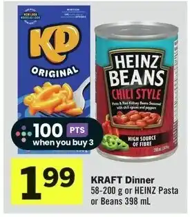 IGA KRAFT Dinner 58-200g or HEINZ Pasta or Beans 398mL offer