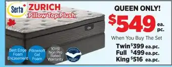Surplus Furniture Zurich Plush Pillowtop Queen Mattress Set offer