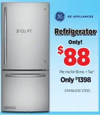 Surplus Furniture GE Stainless Steel 21 Cu Ft Refrigerator offer