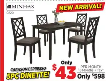Surplus Furniture Carason Espresso 5Pc Dinette Set offer