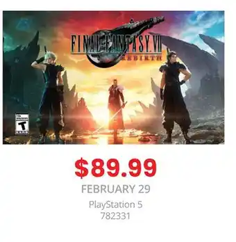 GameStop Final Fantasy VII Rebirth by Square Enix PS5 offer
