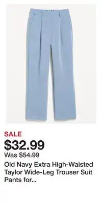 Old Navy Old Navy Extra High-Waisted Taylor Wide-Leg Trouser Suit Pants for Women offer