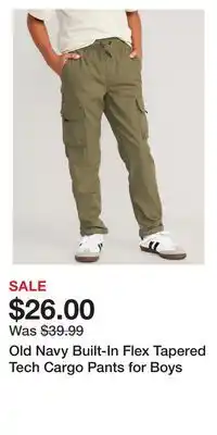 Old Navy Built-In Flex Tapered Tech Cargo Pants for Boys