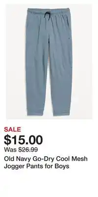 Old Navy Old Navy Go-Dry Cool Mesh Jogger Pants for Boys offer