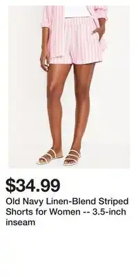 Old Navy Old Navy Linen-Blend Striped Shorts for Women -- 3.5-inch inseam offer