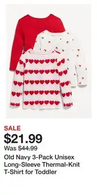 Old Navy Old Navy 3-Pack Unisex Long-Sleeve Thermal-Knit T-Shirt for Toddler offer