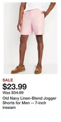 Old Navy Old Navy Linen-Blend Jogger Shorts for Men -- 7-inch inseam offer