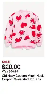 Old Navy Old Navy Cocoon Mock-Neck Graphic Sweatshirt for Girls offer