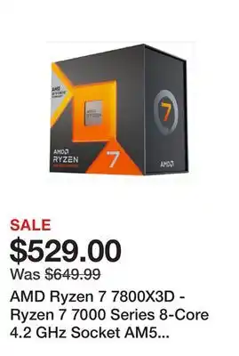 Newegg AMD Ryzen 7 7800X3D - Ryzen 7 7000 Series 8-Core 4.2 GHz Socket AM5 120W AMD Radeon Graphics Desktop Processor - 100-10000091 offer