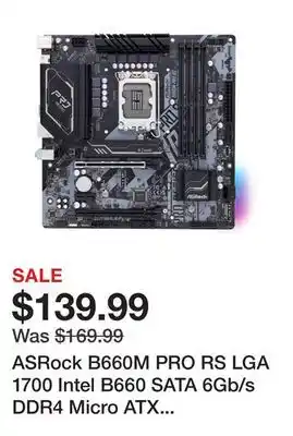 Newegg ASRock B660M PRO RS LGA 1700 Intel B660 SATA 6Gb/s DDR4 Micro ATX Motherboard offer