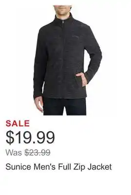 Costco Sunice Men's Full Zip Jacket offer