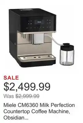 Costco Miele CM6360 Milk Perfection Countertop Coffee Machine, Obsidian Black with Clean Steel Metallic Finish offer