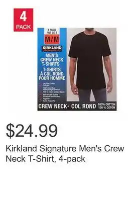 Costco Kirkland Signature Men's Crew Neck T-Shirt, 4-pack offer