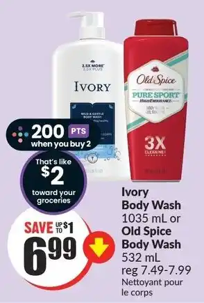 FreshCo Ivory Body Wash 1035mL or Old Spice Body Wash 532mL offer