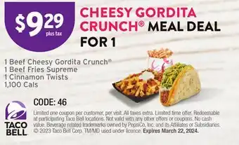 CHEESY GORDITA CRUNCH MEAL DEAL FOR 1