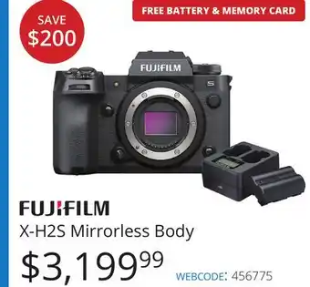 Vistek Fujifilm X-H2S Mirrorless Body offer