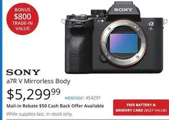 Vistek SONY a7R V Mirrorless Body offer