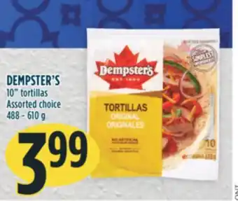 Marché Adonis DEMPSTER'S 10 tortillas offer