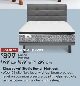 Sleep Country Kingsdown Studio Burton Mattress offer