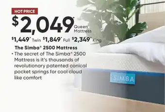 Sleep Country The Simba 2500 Mattress offer