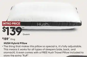 Sleep Country HUSH Hybrid Pillow offer
