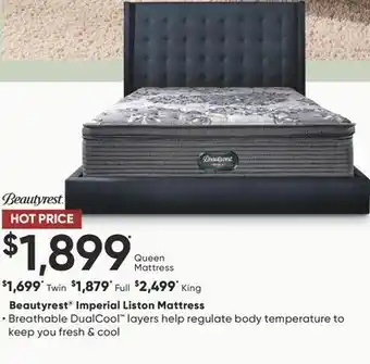 Sleep Country Beautyrest Imperial Liston Mattress offer