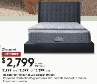 Sleep Country Beautyrest Imperial Lux Balsa Mattress offer