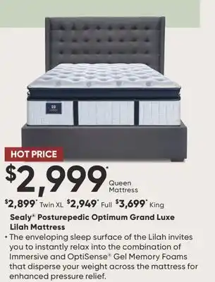 Sleep Country Sealy Posturepedic Optimum Grand Luxe Lilah Mattress offer