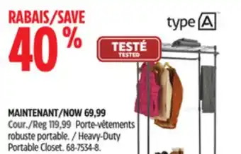 Canadian Tire TYPE A Heavy-Duty Portable Closet offer