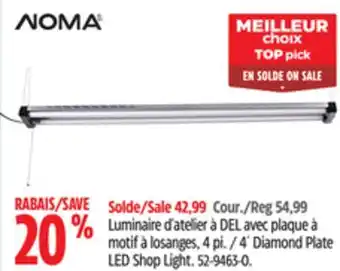 Canadian Tire NOMA 4' Diamond Plate LED Shop Light offer