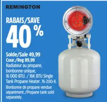 Canadian Tire Remington Heaters 16K BTU Single Tank Propane Heater offer