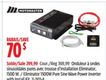Canadian Tire MotoMaster Eliminator 1500W Pure Sine Wave Power Inverter with Install Kit offer