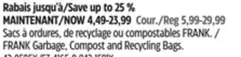 Canadian Tire FRANK Garbage, Compost and Recycling Bags offer
