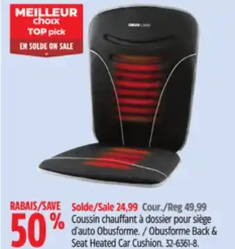 Canadian Tire ObusForme Back & Seat Heated Car Cushion offer