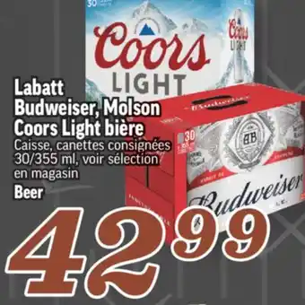 Marché Richelieu Labatt Budweiser, Molson Coors Light bière | Beer offer