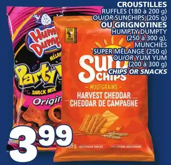 Marché Bonichoix RUFFLES (180 to 200 g) CHIPS OR OR SUNCHIPS (205 g) HUMPTY DUMPTY (200 to 300 g) MUNCHIES SNACKS offer