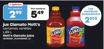 Provigo JUS CLAMATO MOTT'S, 1,89 L offer