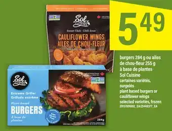 Maxi BURGERS 284 G OU AILES DE CHOU-FLEUR 255 G À BASE DE PLANTES SOL CUISINE offer