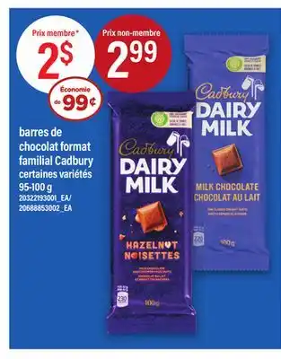 Maxi barres de chocolat format familial Cadbury offer