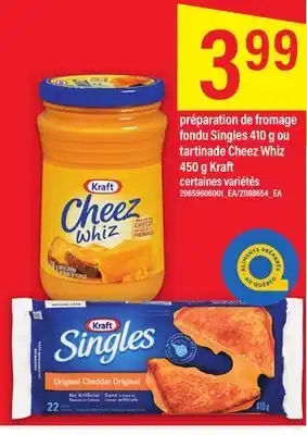 Maxi PRÉPARATION DE FROMAGE FONDU SINGLES 410 G OU TARTINADE CHEEZ WHIZ 450 G KRAFT offer