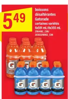 Maxi BOISSONS DÉSALTÉRANTES GATORADE 6x591 mL/8x355 mL offer