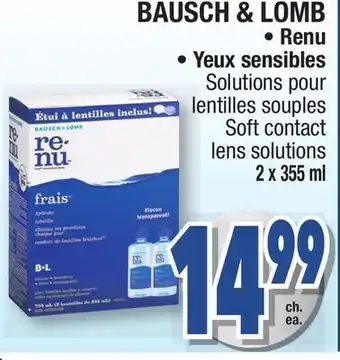 Jean Coutu BAUSCH & LOMB Renu, Yeux Sensibles Soft Contact lens solutions offer
