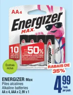 Jean Coutu ENERGIZER Max Alkaline batteries offer